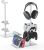 MANMUVIMO Headset Stand Controller Holder for 1 Headset and 4 Controller, Headphone Game Controller Stand for Desk, Gamer Gifts, Organizer for Switch iPad Mobile Phone, Gaming Room Accessories (White)